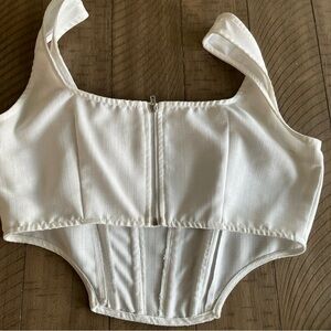 SHEIN White Textured Square Neck Crop Top